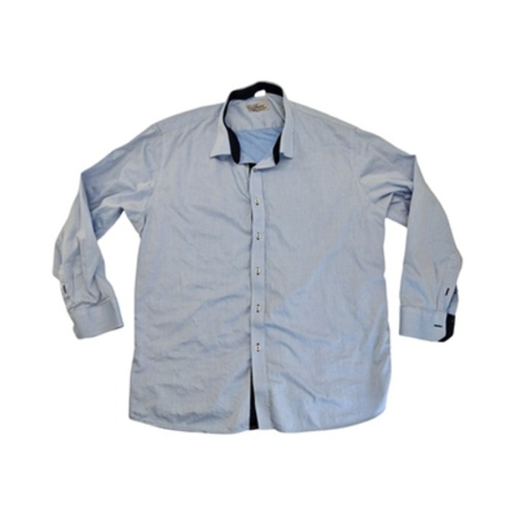 Brioni Dress Shirt Mens 2XL Blue Check Long Sleeve Button Big Tall Casual 18 46
